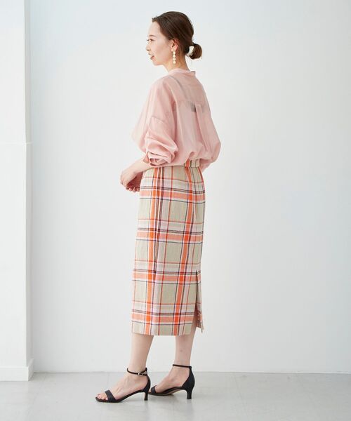 le.coeur blanc(ルクールブラン)の「MANTECO チェックハイウエストスカート(スカート・レディース・ベージュ系その他2/ブルー系その他2・36/38)」の3枚目の写真