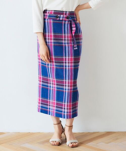 le.coeur blanc(ルクールブラン)の「MANTECO チェックハイウエストスカート(スカート・レディース・ベージュ系その他2/ブルー系その他2・36/38)」の6枚目の写真