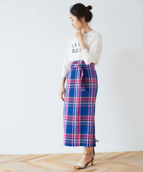 le.coeur blanc(ルクールブラン)の「MANTECO チェックハイウエストスカート(スカート・レディース・ベージュ系その他2/ブルー系その他2・36/38)」の8枚目の写真