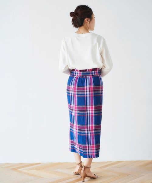 le.coeur blanc(ルクールブラン)の「MANTECO チェックハイウエストスカート(スカート・レディース・ベージュ系その他2/ブルー系その他2・36/38)」の9枚目の写真