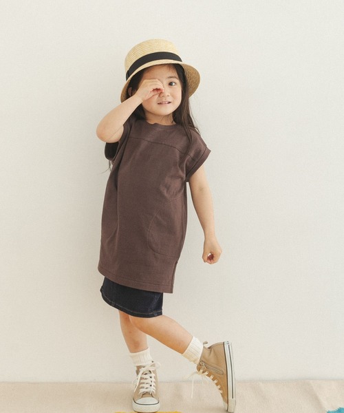 FORK&SPOON（フォークアンドスプーン）の「FORK&SPOON　リサイクルヤーン天竺チュニック(KIDS)（Tシャツ/カットソー・キッズ・ブラウン/グリーン系その他・120/105/135）」の2枚目の写真