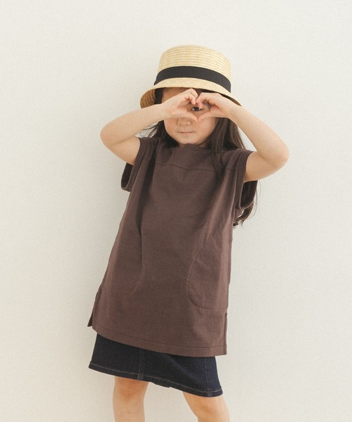 FORK&SPOON（フォークアンドスプーン）の「FORK&SPOON　リサイクルヤーン天竺チュニック(KIDS)（Tシャツ/カットソー・キッズ・ブラウン/グリーン系その他・120/105/135）」の7枚目の写真