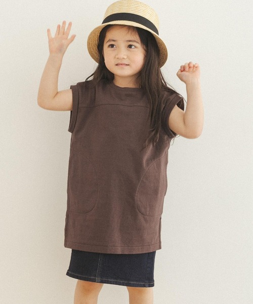 FORK&SPOON（フォークアンドスプーン）の「FORK&SPOON　リサイクルヤーン天竺チュニック(KIDS)（Tシャツ/カットソー・キッズ・ブラウン/グリーン系その他・120/105/135）」の9枚目の写真