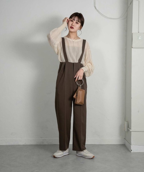 Amiur（エミレ）の「high waist salopette pants（その他パンツ・レディース・ブラック/ブラウン・FREE）」の3枚目の写真