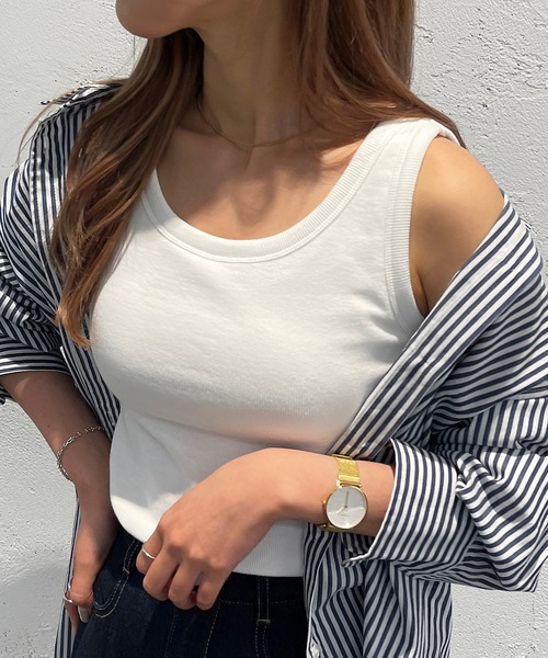 apres jour mignon（アプレジュールミニョン）の「カップ付きタンク【ZOZOTOWN限定アイテム】（タンクトップ・レディース・イエロー/グリーン/ブラック/オフホワイト・X-LARGE/フリー）」の2枚目の写真