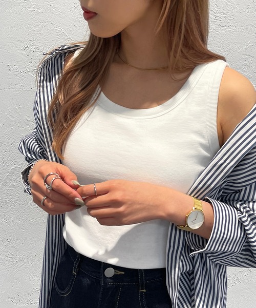 apres jour mignon（アプレジュールミニョン）の「カップ付きタンク【ZOZOTOWN限定アイテム】（タンクトップ・レディース・イエロー/グリーン/ブラック/オフホワイト・X-LARGE/フリー）」の21枚目の写真