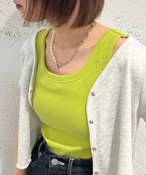 apres jour mignon（アプレジュールミニョン）の「カップ付きタンク【ZOZOTOWN限定アイテム】（タンクトップ・レディース・イエロー/グリーン/ブラック/オフホワイト・X-LARGE/フリー）」の15枚目の写真