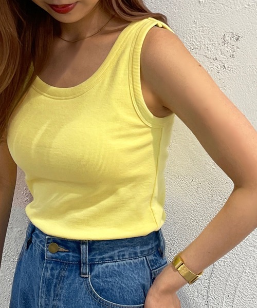 apres jour mignon（アプレジュールミニョン）の「カップ付きタンク【ZOZOTOWN限定アイテム】（タンクトップ・レディース・イエロー/グリーン/ブラック/オフホワイト・X-LARGE/フリー）」の10枚目の写真