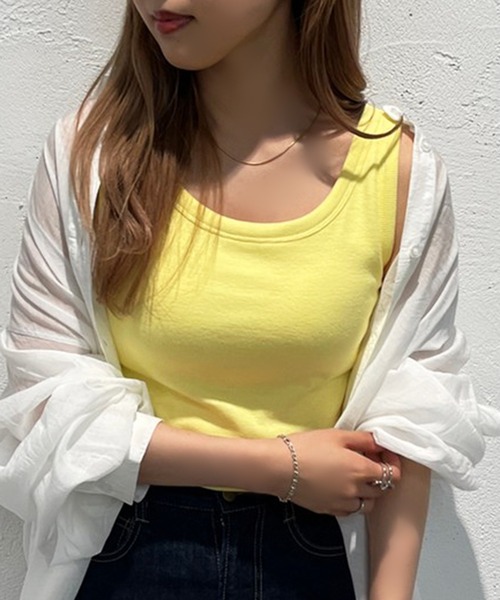 apres jour mignon（アプレジュールミニョン）の「カップ付きタンク【ZOZOTOWN限定アイテム】（タンクトップ・レディース・イエロー/グリーン/ブラック/オフホワイト・X-LARGE/フリー）」の5枚目の写真