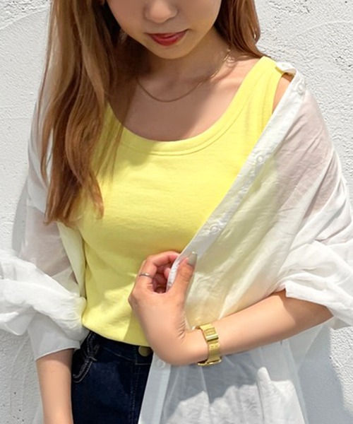 apres jour mignon（アプレジュールミニョン）の「カップ付きタンク【ZOZOTOWN限定アイテム】（タンクトップ・レディース・イエロー/グリーン/ブラック/オフホワイト・X-LARGE/フリー）」の6枚目の写真