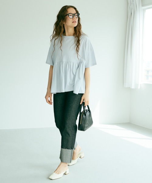 PUAL CE CIN（ピュアルセシン）の「ロールアップデニムパンツ（デニムパンツ・レディース・ブラック/インディゴブルー・SMALL/MEDIUM）」の10枚目の写真