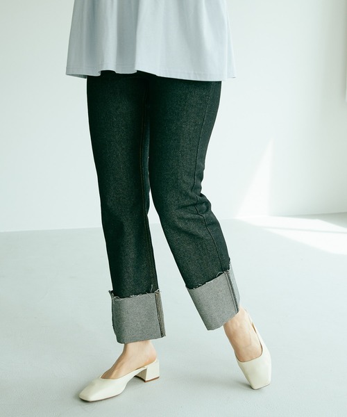 PUAL CE CIN（ピュアルセシン）の「ロールアップデニムパンツ（デニムパンツ・レディース・ブラック/インディゴブルー・SMALL/MEDIUM）」の15枚目の写真