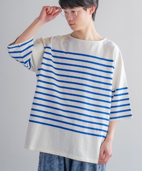 improves（インプローブス）の「ヘヴィーウエイト パネル切り替え ボーダー バスクシャツ（Tシャツ/カットソー・メンズ・ブラック/レッド/ブルー/グリーン・MEDIUM/LARGE）」の4枚目の写真