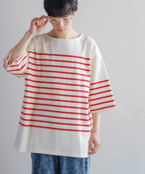 improves（インプローブス）の「ヘヴィーウエイト パネル切り替え ボーダー バスクシャツ（Tシャツ/カットソー・メンズ・ブラック/レッド/ブルー/グリーン・MEDIUM/LARGE）」の6枚目の写真