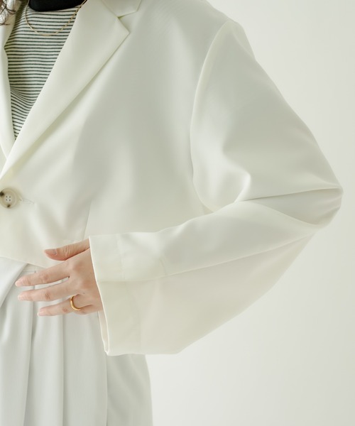 mystic(ミスティック)の「ショートジャケット(テーラードジャケット・レディース・ブラック/オフホワイト/アイボリー・FREE)」の13枚目の写真