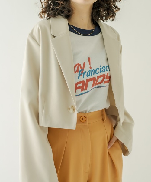 mystic(ミスティック)の「ショートジャケット(テーラードジャケット・レディース・ブラック/オフホワイト/アイボリー・FREE)」の11枚目の写真