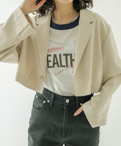 mystic(ミスティック)の「ショートジャケット(テーラードジャケット・レディース・ブラック/オフホワイト/アイボリー・FREE)」の17枚目の写真