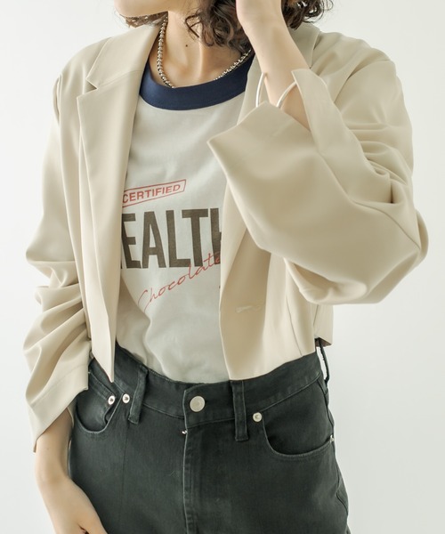 mystic(ミスティック)の「ショートジャケット(テーラードジャケット・レディース・ブラック/オフホワイト/アイボリー・FREE)」の20枚目の写真