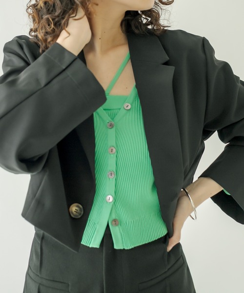 mystic(ミスティック)の「ショートジャケット(テーラードジャケット・レディース・ブラック/オフホワイト/アイボリー・FREE)」の15枚目の写真