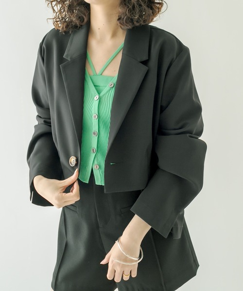 mystic(ミスティック)の「ショートジャケット(テーラードジャケット・レディース・ブラック/オフホワイト/アイボリー・FREE)」の18枚目の写真