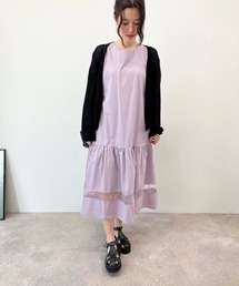 裾切替 シアーライン ロングワンピース