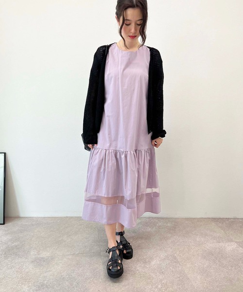 toucher du brise(トゥシェドブリーズ)の「裾切替 シアーライン ロングワンピース(ワンピース・レディース・オフホワイト/パープル/ブラック・M)」の3枚目の写真