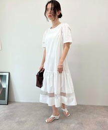 裾切替 シアーライン ロングワンピース