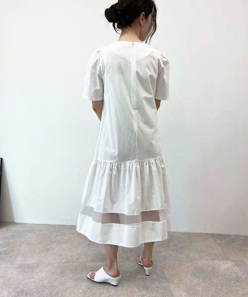 toucher du brise(トゥシェドブリーズ)の「裾切替 シアーライン ロングワンピース(ワンピース・レディース・オフホワイト/パープル/ブラック・M)」の6枚目の写真