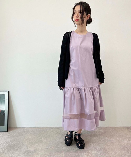 toucher du brise(トゥシェドブリーズ)の「裾切替 シアーライン ロングワンピース(ワンピース・レディース・オフホワイト/パープル/ブラック・M)」の12枚目の写真