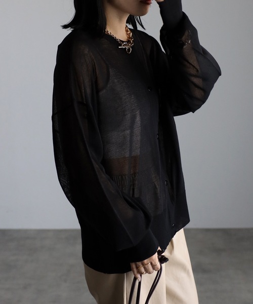 ap retro(アプレトロ)の「シアーカーディガン 前後2WAY(カーディガン/ボレロ・レディース・ブラック/ブラウン/オフホワイト/テラコッタ・FREE)」の3枚目の写真