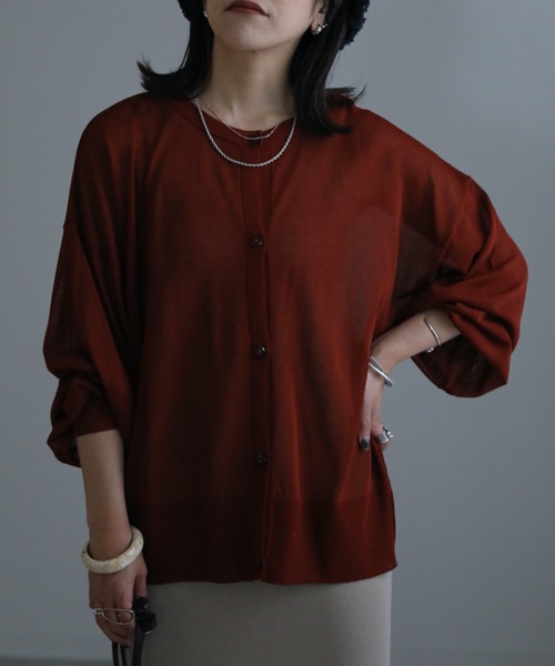 ap retro(アプレトロ)の「シアーカーディガン 前後2WAY(カーディガン/ボレロ・レディース・ブラック/ブラウン/オフホワイト/テラコッタ・FREE)」の13枚目の写真