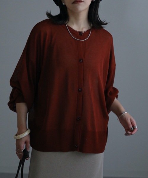 ap retro(アプレトロ)の「シアーカーディガン 前後2WAY(カーディガン/ボレロ・レディース・ブラック/ブラウン/オフホワイト/テラコッタ・FREE)」の16枚目の写真