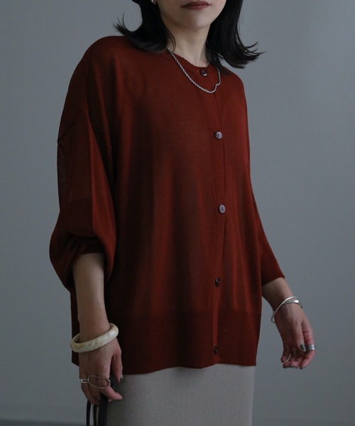 ap retro(アプレトロ)の「シアーカーディガン 前後2WAY(カーディガン/ボレロ・レディース・ブラック/ブラウン/オフホワイト/テラコッタ・FREE)」の14枚目の写真