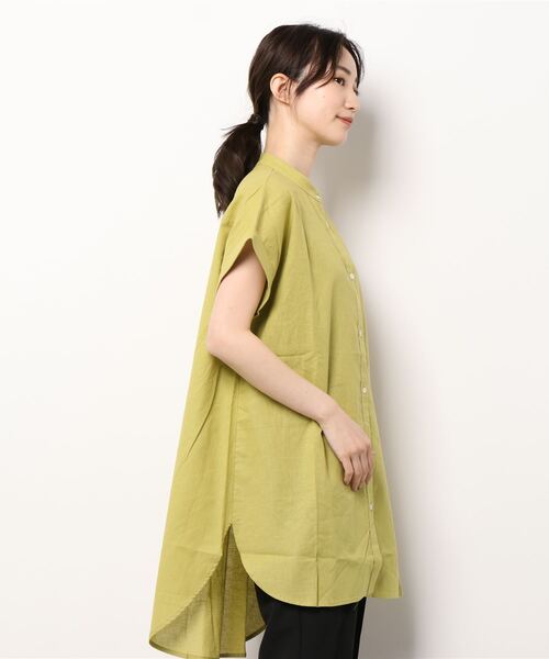 Lugnoncure（ルノンキュール）の「麻混バンドカラーシャツ（シャツ/ブラウス・レディース・ホワイト/ブラック/オフホワイト/グリーン・ﾌﾘ-）」の5枚目の写真