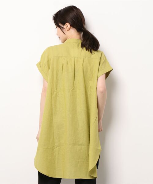 Lugnoncure（ルノンキュール）の「麻混バンドカラーシャツ（シャツ/ブラウス・レディース・ホワイト/ブラック/オフホワイト/グリーン・ﾌﾘ-）」の6枚目の写真