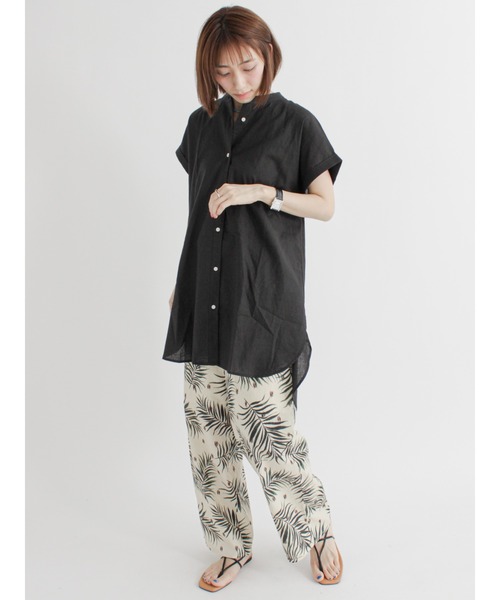 Lugnoncure（ルノンキュール）の「麻混バンドカラーシャツ（シャツ/ブラウス・レディース・ホワイト/ブラック/オフホワイト/グリーン・ﾌﾘ-）」の10枚目の写真