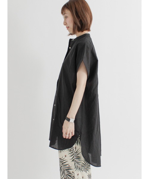 Lugnoncure（ルノンキュール）の「麻混バンドカラーシャツ（シャツ/ブラウス・レディース・ホワイト/ブラック/オフホワイト/グリーン・ﾌﾘ-）」の12枚目の写真