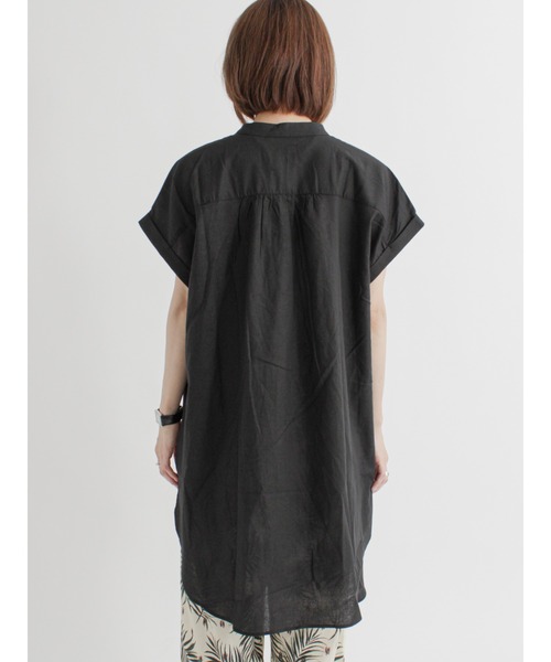 Lugnoncure（ルノンキュール）の「麻混バンドカラーシャツ（シャツ/ブラウス・レディース・ホワイト/ブラック/オフホワイト/グリーン・ﾌﾘ-）」の13枚目の写真