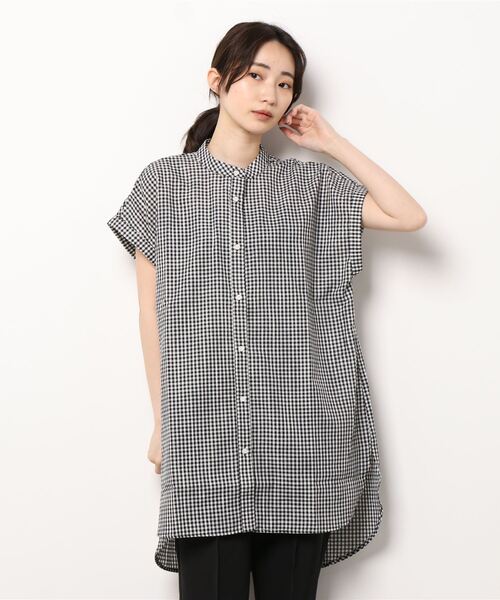 Lugnoncure（ルノンキュール）の「麻混バンドカラーシャツ（シャツ/ブラウス・レディース・ホワイト/ブラック/オフホワイト/グリーン・ﾌﾘ-）」の7枚目の写真