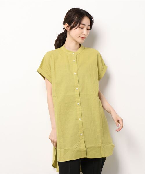 Lugnoncure（ルノンキュール）の「麻混バンドカラーシャツ（シャツ/ブラウス・レディース・ホワイト/ブラック/オフホワイト/グリーン・ﾌﾘ-）」の17枚目の写真