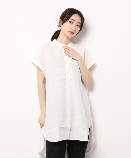 Lugnoncure（ルノンキュール）の「麻混バンドカラーシャツ（シャツ/ブラウス・レディース・ホワイト/ブラック/オフホワイト/グリーン・ﾌﾘ-）」の20枚目の写真