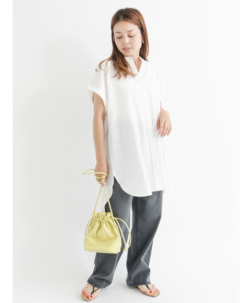 Lugnoncure（ルノンキュール）の「麻混バンドカラーシャツ（シャツ/ブラウス・レディース・ホワイト/ブラック/オフホワイト/グリーン・ﾌﾘ-）」の19枚目の写真