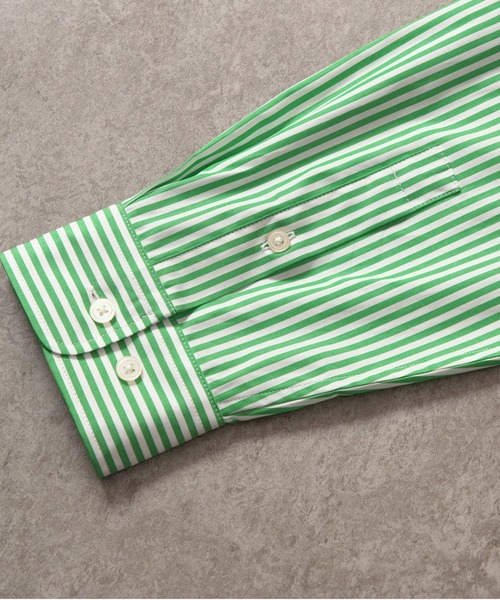 BRICK & SONS（ブリックアンドサンズ）の「リラックスバックプリーツシャツ＜グリーンストライプ＞（シャツ/ブラウス・メンズ・グリーン・LL/S/M/L）」の10枚目の写真