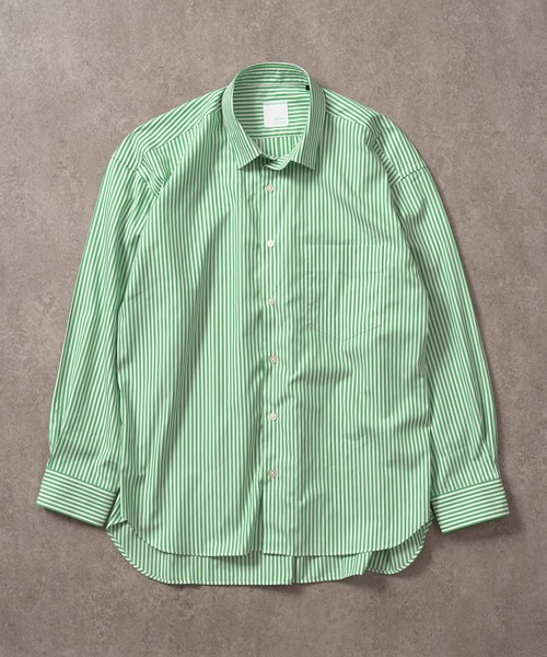 BRICK & SONS（ブリックアンドサンズ）の「リラックスバックプリーツシャツ＜グリーンストライプ＞（シャツ/ブラウス・メンズ・グリーン・LL/S/M/L）」の21枚目の写真