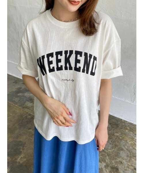 DAIS-Y（デイジー）の「プチプラカレッジロゴTシャツ（Tシャツ/カットソー・レディース・ホワイト/チャコール・FREE）」の14枚目の写真