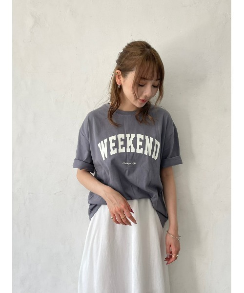 DAIS-Y（デイジー）の「プチプラカレッジロゴTシャツ（Tシャツ/カットソー・レディース・ホワイト/チャコール・FREE）」の13枚目の写真