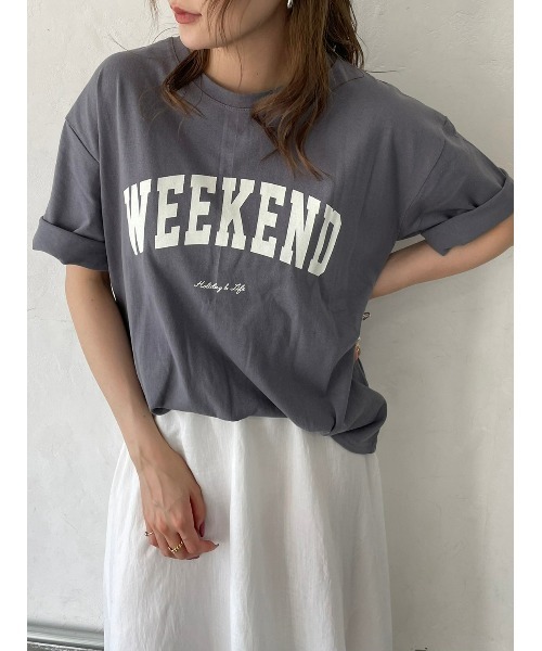 DAIS-Y（デイジー）の「プチプラカレッジロゴTシャツ（Tシャツ/カットソー・レディース・ホワイト/チャコール・FREE）」の21枚目の写真