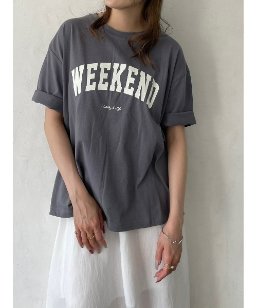 DAIS-Y（デイジー）の「プチプラカレッジロゴTシャツ（Tシャツ/カットソー・レディース・ホワイト/チャコール・FREE）」の8枚目の写真