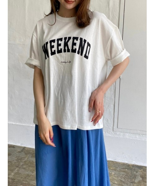 DAIS-Y（デイジー）の「プチプラカレッジロゴTシャツ（Tシャツ/カットソー・レディース・ホワイト/チャコール・FREE）」の7枚目の写真