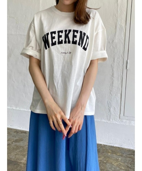 DAIS-Y（デイジー）の「プチプラカレッジロゴTシャツ（Tシャツ/カットソー・レディース・ホワイト/チャコール・FREE）」の11枚目の写真